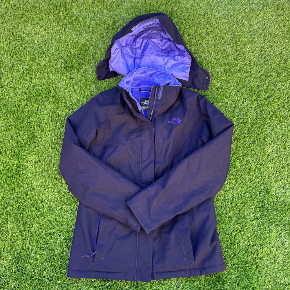 The North Face Womens S Purple HyVent Insulated Fleece Lined Hooded Jacket